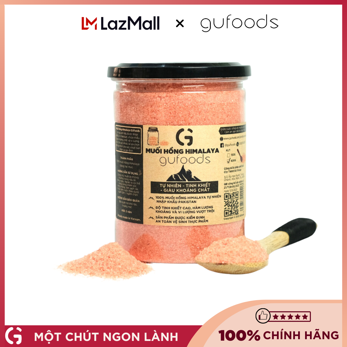 Muối hồng Himalaya GUfoods (dạng hạt mịn) - Tự nhiên, Tinh khiết, Giàu khoáng chất