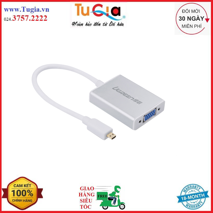 Dây cáp chuyển đổi micro hdmi sang vga và audio ugreen 40222 - hàng chính hãng