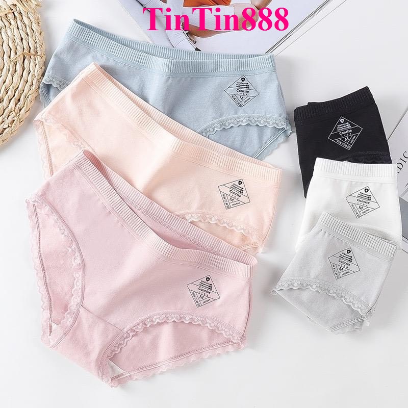 Bộ 10 Quần lót nữ cotton cái cạp viền sọc kháng khuẩn cao cấp - quan cô tông nữ - quần chíp -  quan lot nu - TinTin888