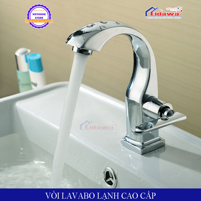 Vòi nước Lavabo chậu rửa mặt lạnh L522s Lidawa ViethomeStore [GIẢM GIÁ 50%] Đồng thau mạ Crome cao cấp, thiết kế tính xảo, kiểu dáng sang trọng, nước mạnh, đầu vòi lọc rác, tạo bọt, chống nước bắn té