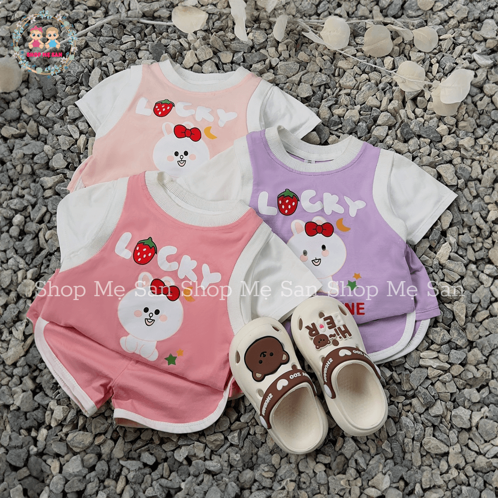 Bộ cộc tay bé gái, bộ hè bé gái hàng quảng châu cao cấp, màu sắc tươi sáng cùng hoạ tiết đáng yêu