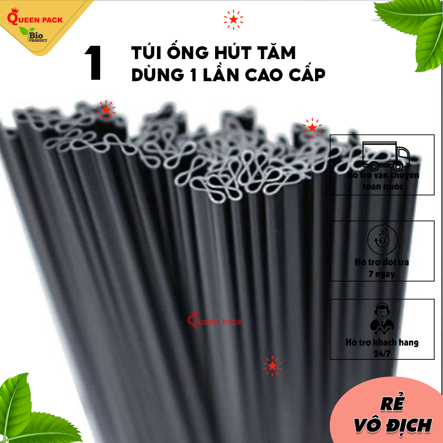 Túi ống hút tăm uống coffee nóng dùng một lần cao cấp
