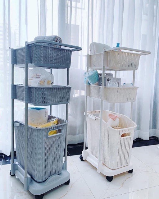 Kệ nhựa đa năng để đồ cho mẹ và bé, kệ 3 tầng có bánh xe Zimba Baby