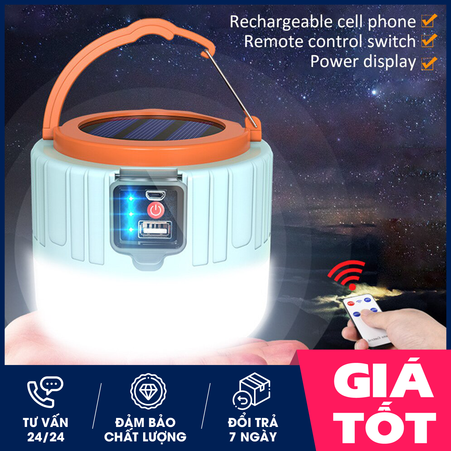 Đèn tích điện năng lượng mặt trời, đèn tích điện, đèn led, Bóng đèn tích điện, có điểu khiển, đầu cắm USB, đèn led tích điện, đèn năng lượng mặt trời, có đầu cắm sạc, công suất 100W- Hỗ trợ đổi trả 7 ngày