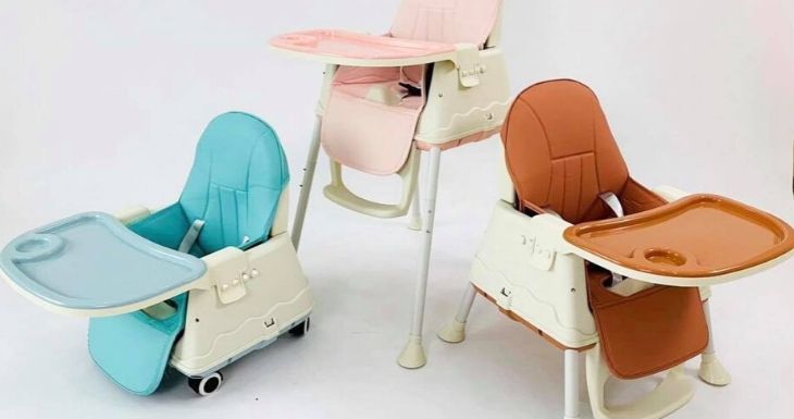 Ghế Ăn Dặm 3 Chức Năng Kèm Đệm Và Bánh Xe ( Tặng 1 Lục Lạc Gỗ Phát Tiếng Vui Nhộn Cho Bé )