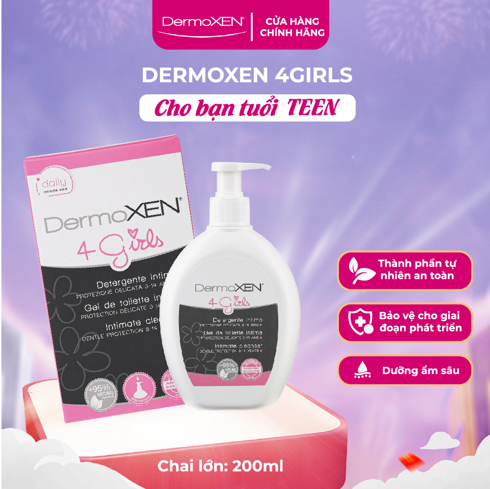 Dung dịch vệ sinh phụ nữ Dermoxen 4 Girls dịu nhẹ cho bé gái