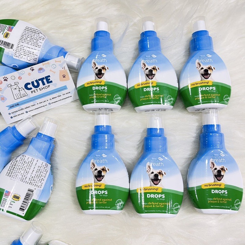 Dung dịch chăm sóc răng miệng cho chó dạng đậm đặc Tropiclean Fresh Breath Drops for Dogs 65ml
