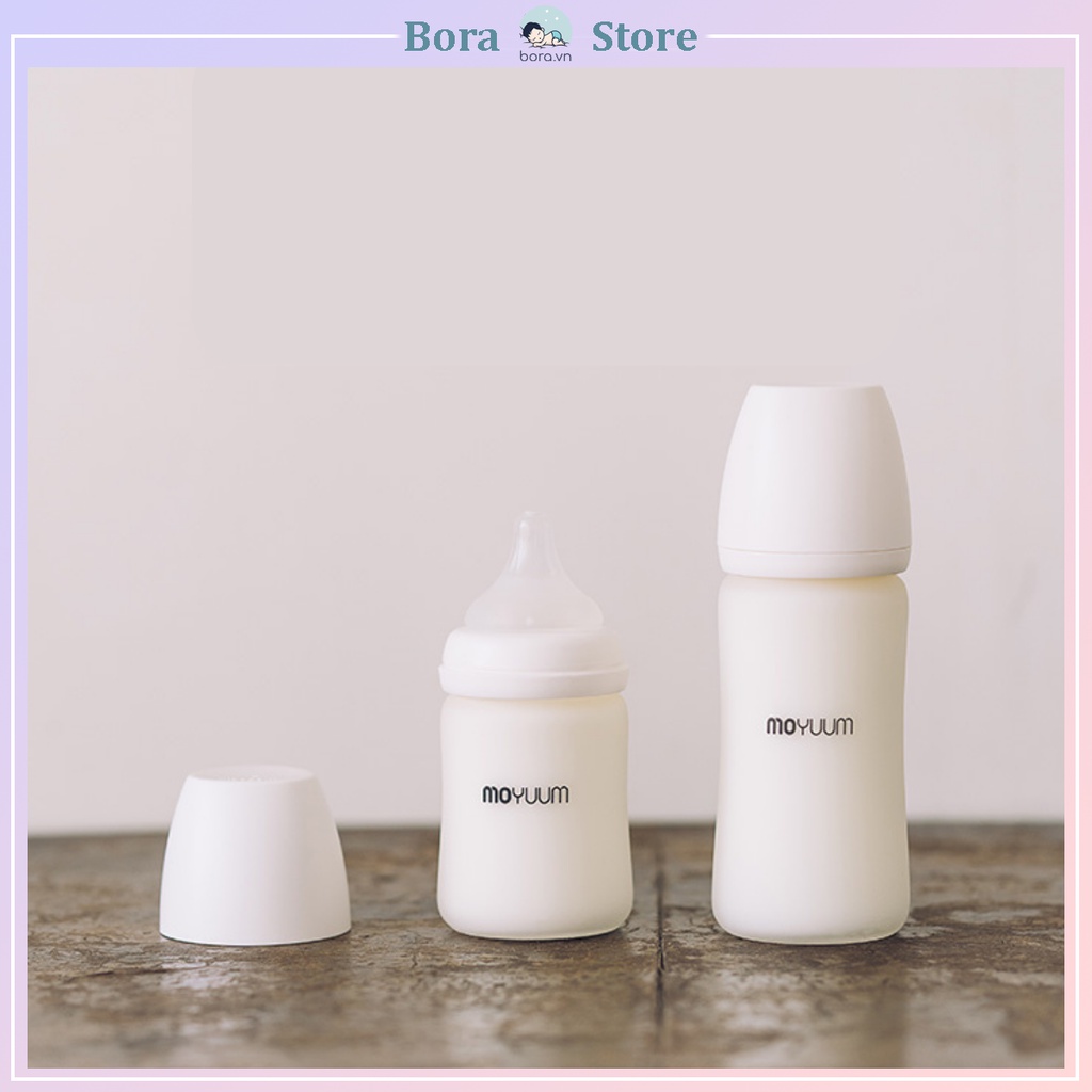Bình sữa Moyuum thủy tinh tráng silicon Hàn Quốc 150ml 240ml