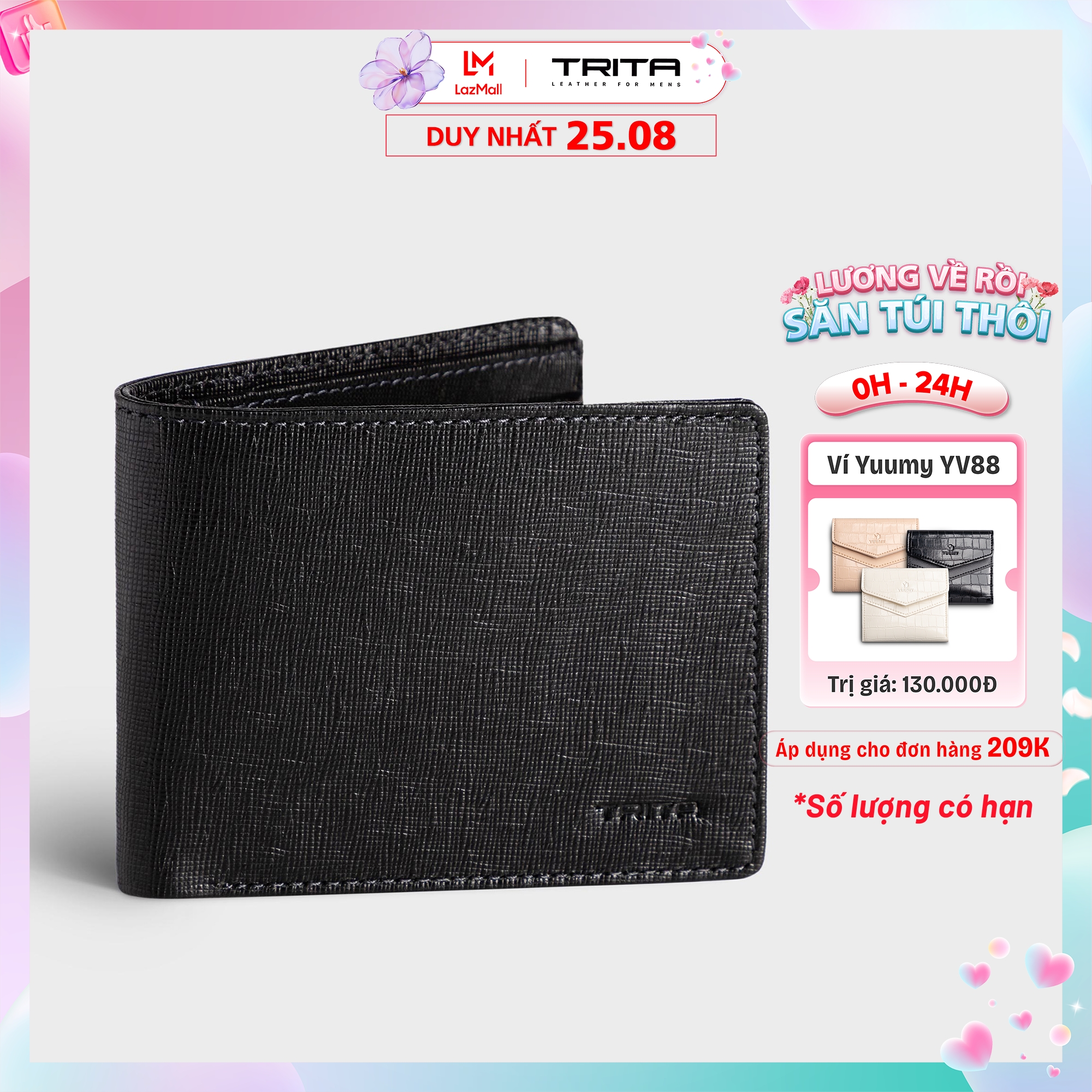 Ví nam thời trang da bò thật trita rvn08