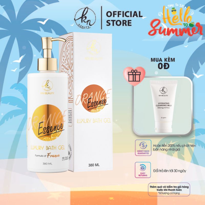Sữa tắm tinh chất cam kn beauty – luxury bath gel orange essence dung tích 380ml tặng sữa rửa mặt 30g