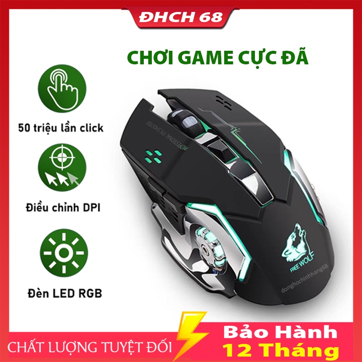 Chuột Gaming Không Dây T28 Dành Cho Game Thủ Click Không Gây Tiếng Ồn Có Đèn LED Chơi Game Cực Đã Bảo Hành 12 Tháng.