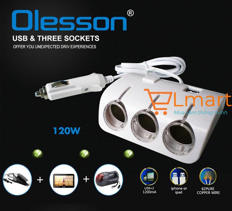 Bộ chia tẩu sạc ô tô cao cấp cho xe hơi có đèn led cực đẹp + cổng sạc usb 5v