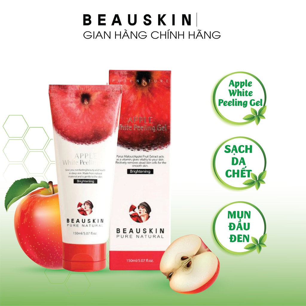 Tẩy da chết trắng da, sạch mụn cám, mụn đầu đen Beauskin Apple white peeling gel 150ml - Hàn Quốc Chính Hãng