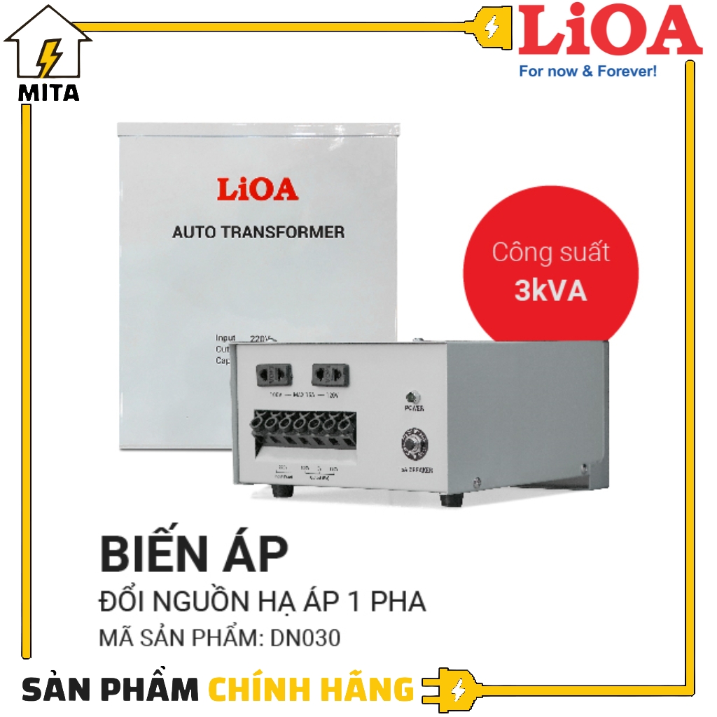 Biến áp đổi nguồn hạ áp lioa - đổi nguồn lioa 3000va - mita