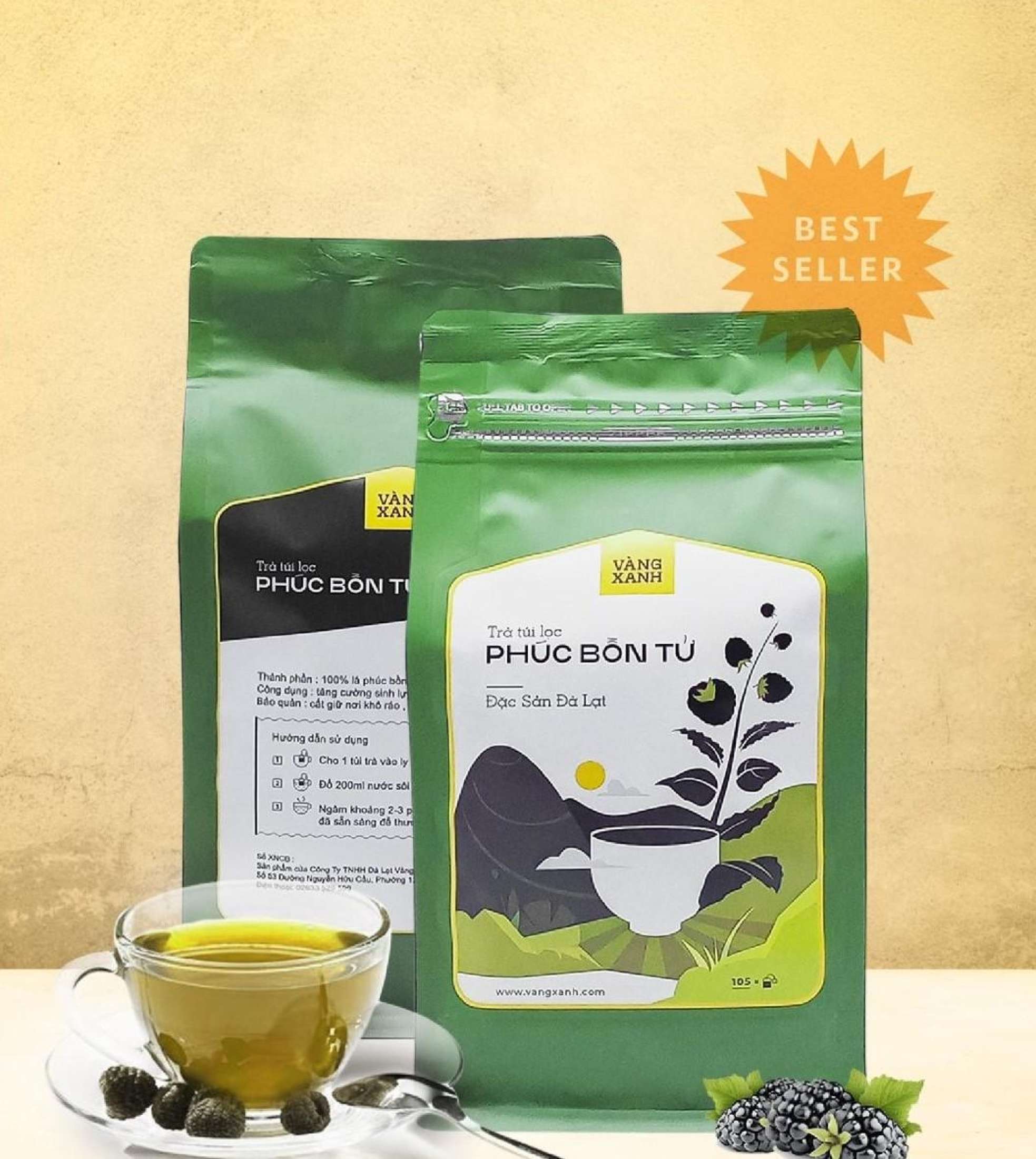 [HCM]Trà phúc bồn tử Vàng Xanh nguyên chất giúp sáng mắt đẹp da và tăng cường sinh lực cho nam giới 250g