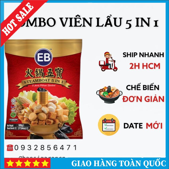Combo Viên Thả Lẩu Thập Cẩm 5 Trong 1 EB - Steamboat 5 In 1 Malaysia EB