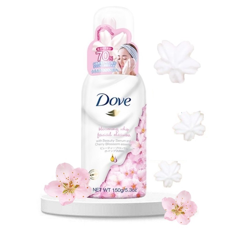 Sữa rửa mặt dove nhật bản 150g dạng bọt tinh chất serum hoa anh đào giúp da trắng hồng dove beauty serum sakura cleanser whip 150g