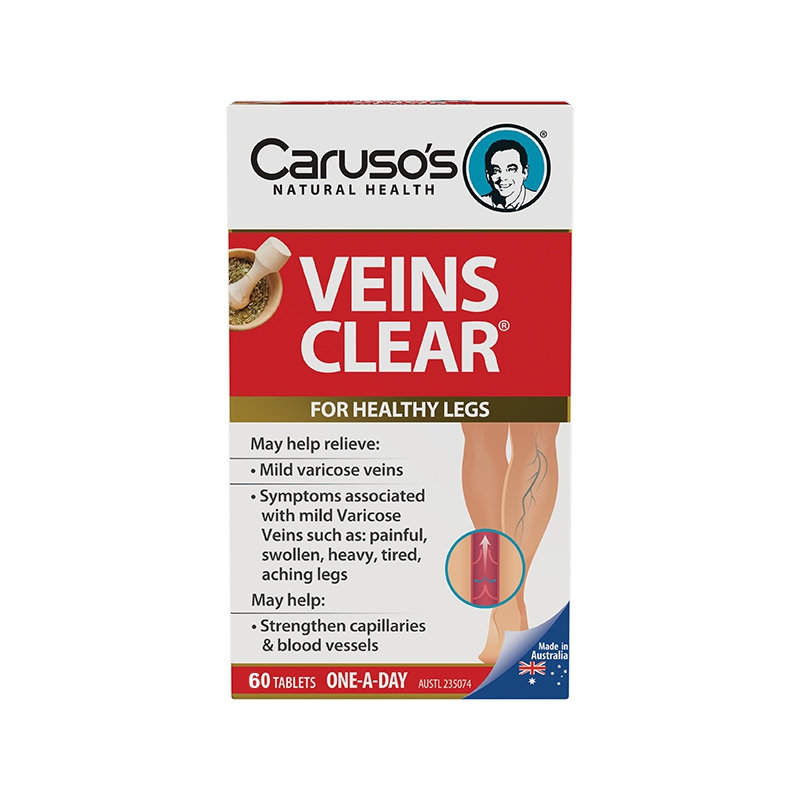Viên uống giãn tĩnh mạch Carusos Veins Clear 60 viên của Úc