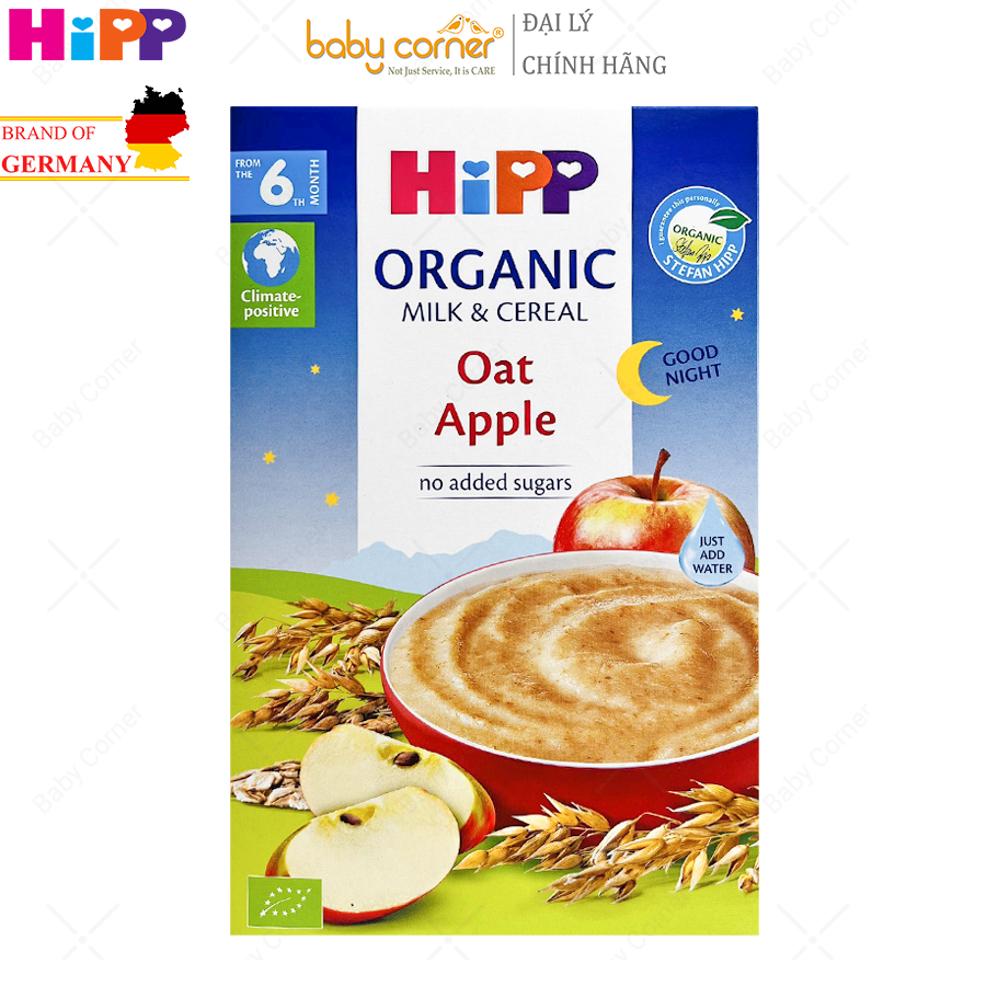 Bột sữa ăn dặm hipp chúc ngủ ngon táo tây, 250g, 4m+