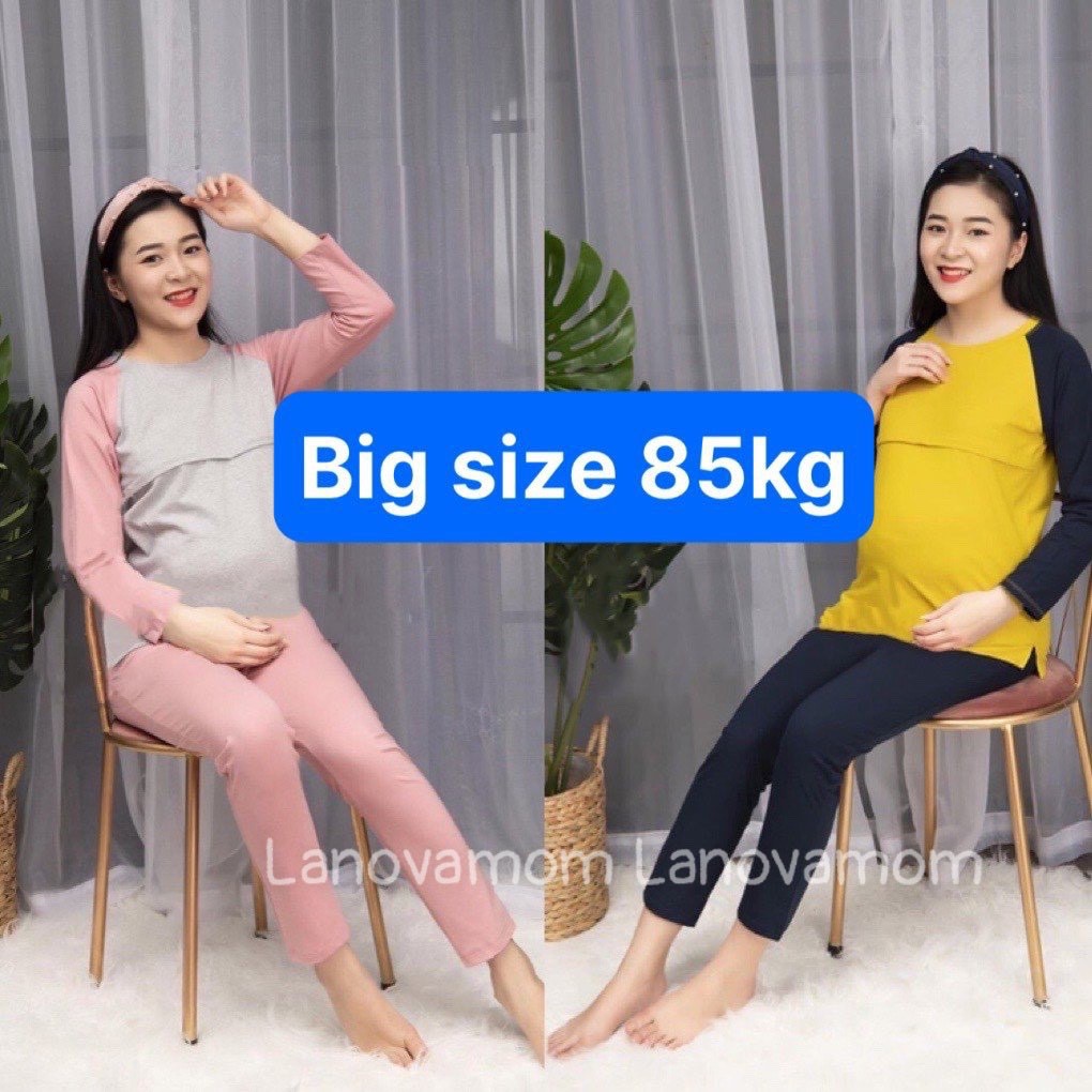 Bộ đồ bầu và sau sinh big size khóa ngực cho con ti bđ9158