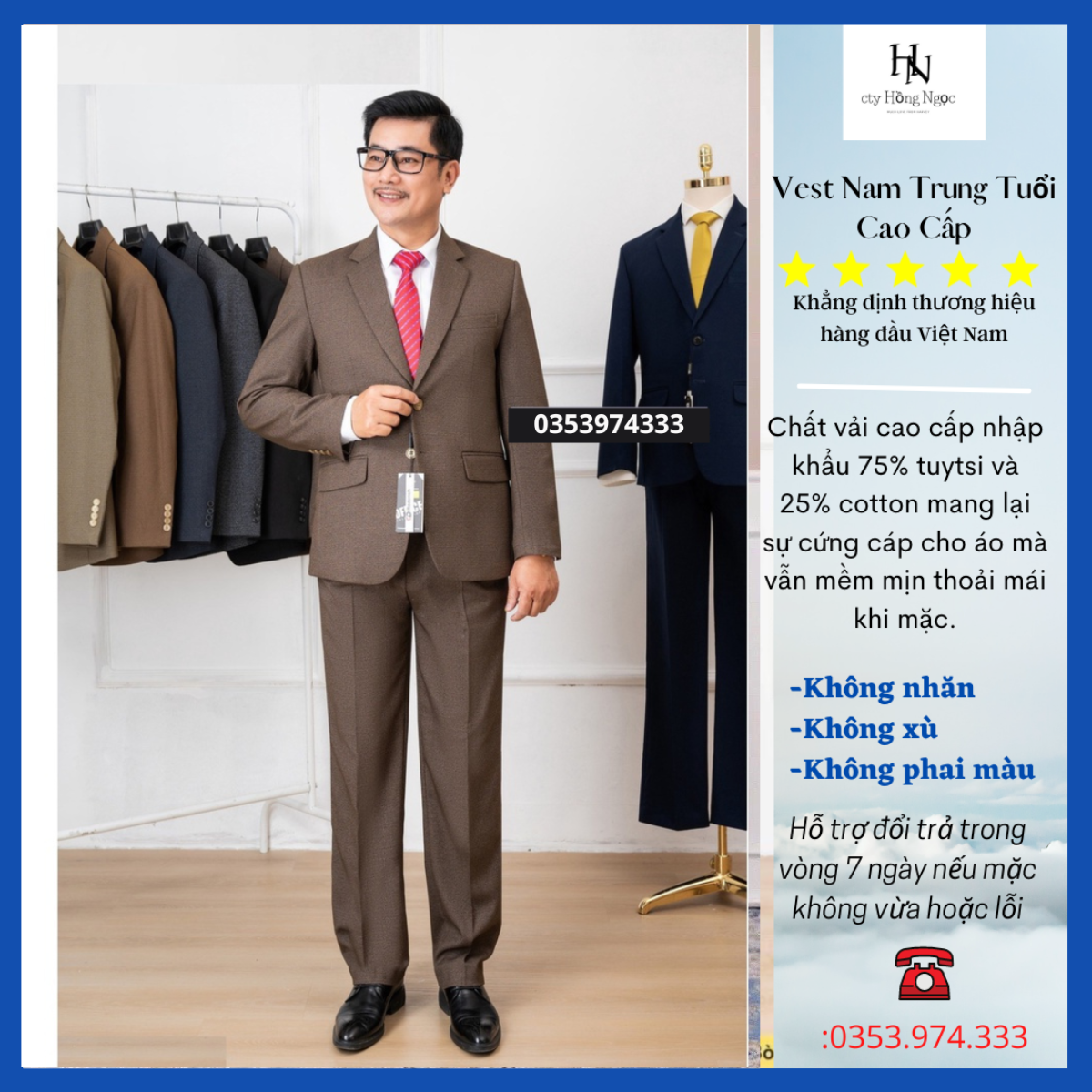Bộ vest nam Hồng ngọc cao cấp,vest nam trung niên xuất khẩu