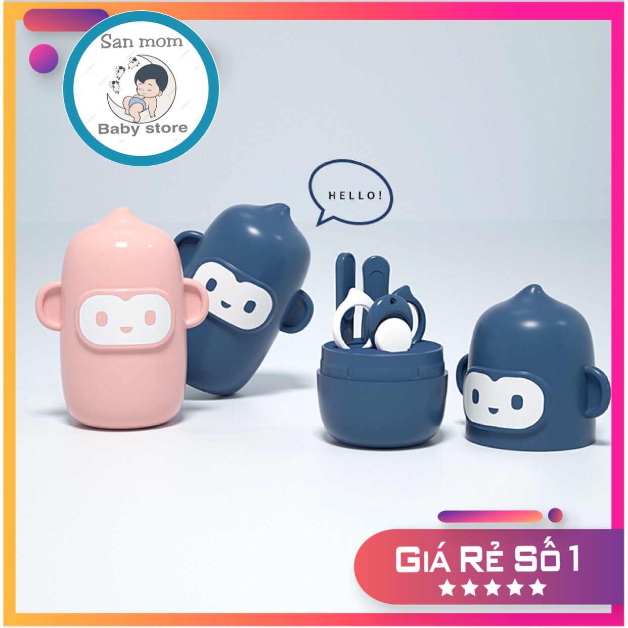 Cắt Móng Tay Cho Bé Sơ Sinh, Bộ 4 Món Bấm Móng Tay, Kéo, Dũa, Nhíp, SIêu Dễ Thương Hình Trứng Cho Bé Yêu