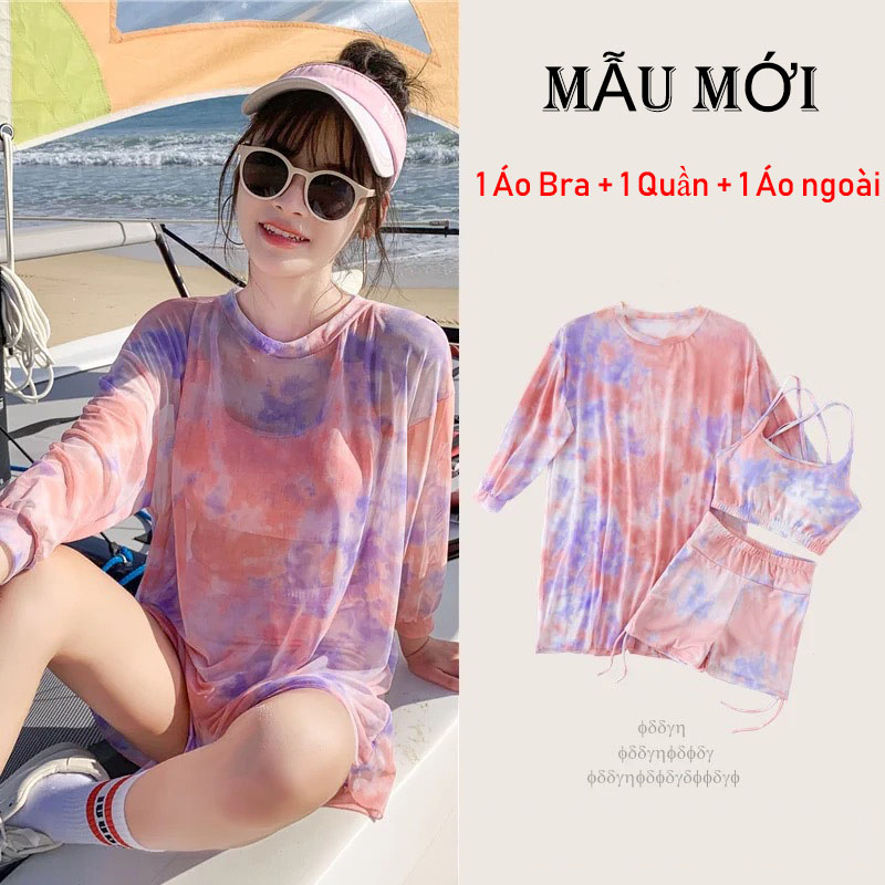Bộ đồ bơi nữ bikini đi biển 3 mảnh kiểu dáng thể thao