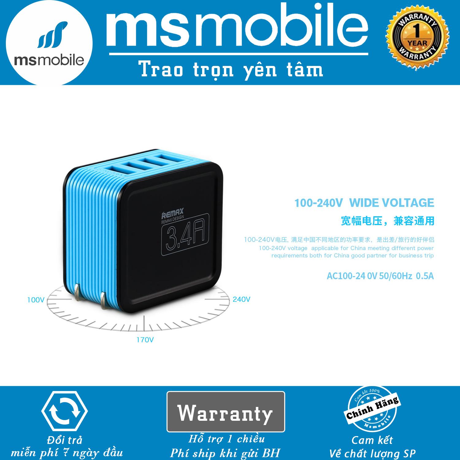 Củ sạc remax rp-u40 - 4 cổng usb 3.4a - sạc nhanh