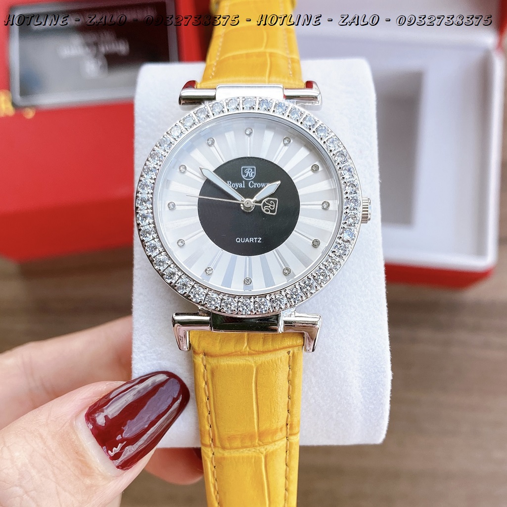 [HCM]Đồng Hồ Royal Crown Nữ 4611 Dây Da Vàng 36mm
