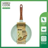Chảo đúc đáy từ chống dính men đá ceramic xanh ngọc 20 cm Green Cook GCP06-20IH công nghệ Hàn Quốc sản xuất tại Việt Nam greencook