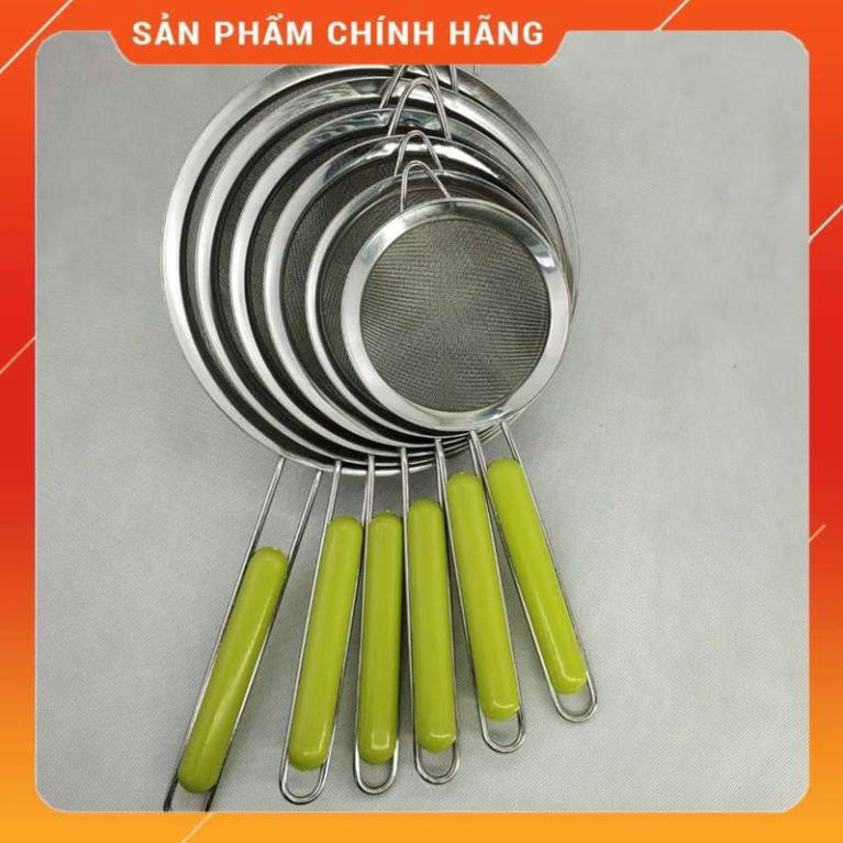 Rây lọc bột inox cán xanh 2 lớp,rây lọc cua,dụng cụ lọc bột cho bé