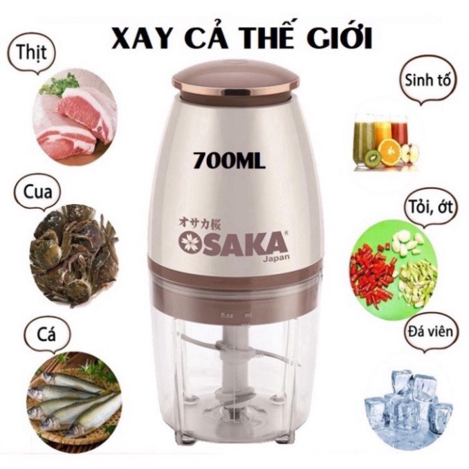 (Loại 1) MÁY XAY OSAKA 700ML Đa Năng Xay Đá,Xay Thịt, băm rau củ quả, xay thịt, gừng, nghệ, hành, sả tiện dụng, tiết kiệm thời gian