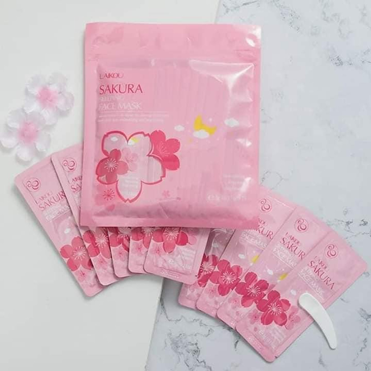 [Giá Sỉ ] 10 Bịch Chứa 150 Gói Mặt Nạ Ngủ Hoa Anh Đào Sakura Sleeping Face Mask Laikou - Dưỡng Da Trắng Hồng