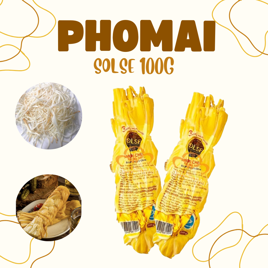 Combo 2 gói phomai dây hun khói, phomai kéo sợi hun khói Solse 100g
