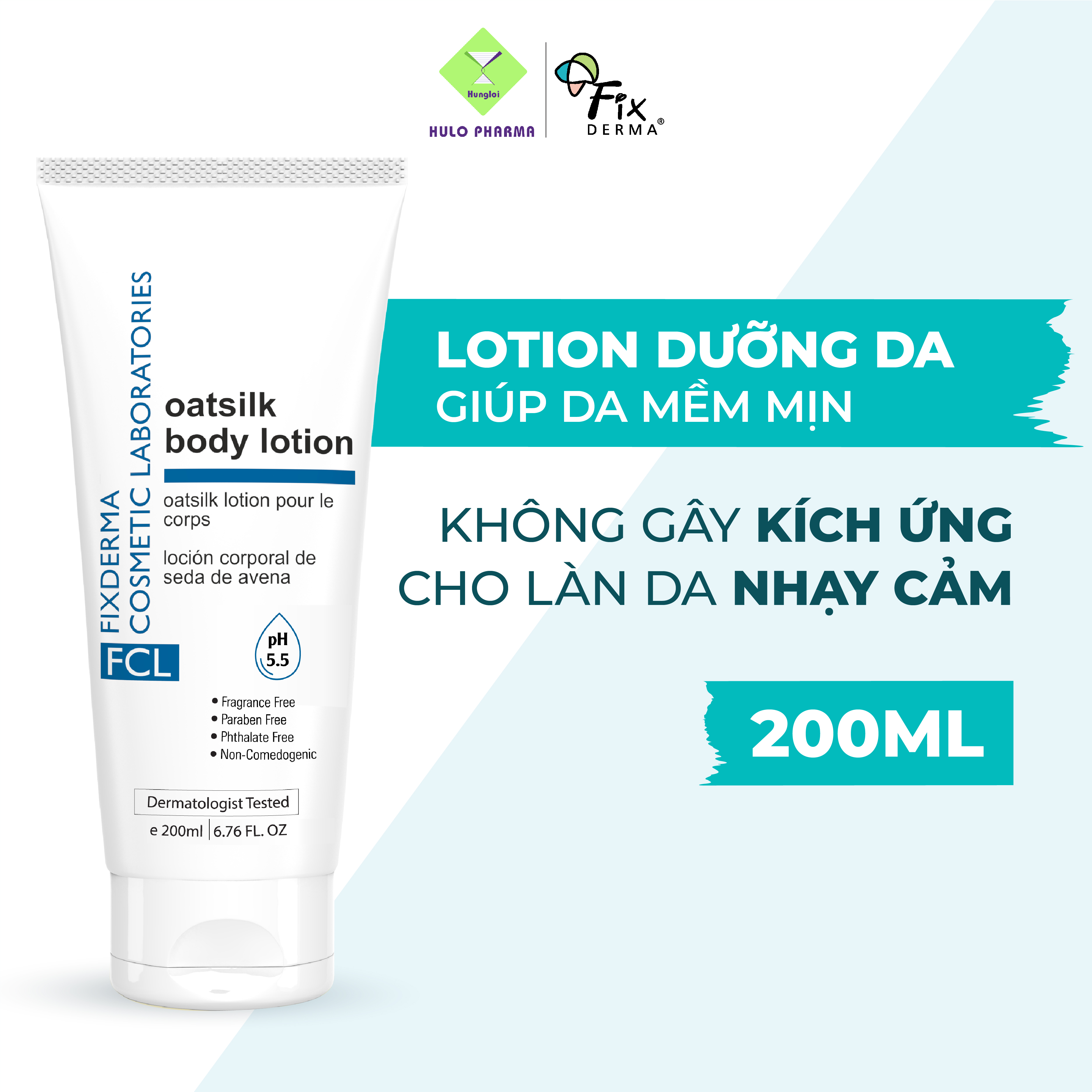 Sữa Dưỡng Thể Dưỡng Ẩm FCL Oat Silk Body Lotion Giúp Sáng Mịn Da, Dành Cho Da Khô Nhạy Cảm 200ml - Hùng Lợi