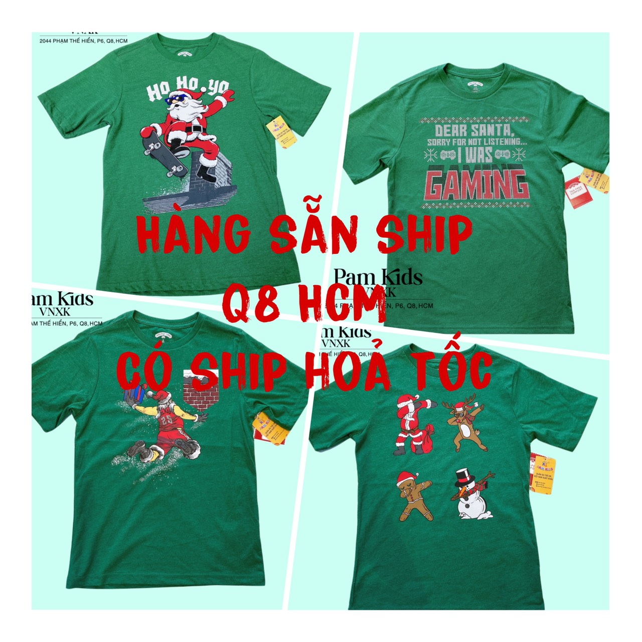 Áo thun noel Unisex dành cho bé trai và bé gái, hàng xuất Mỹ xịn, chất thun cotton cực kì đẹp