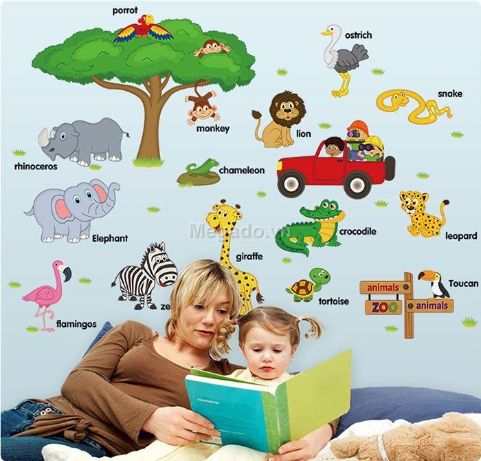 Decal tranh dán tường maũ tiếng anh cho bé 02