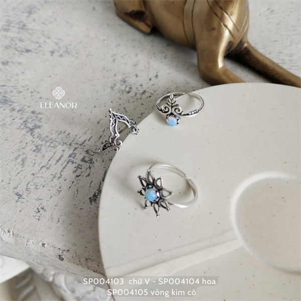 Nhẫn nữ bạc 925 Eleanor Accessories nhẫn phối theo phong cách retro phụ kiện trang sức 4105