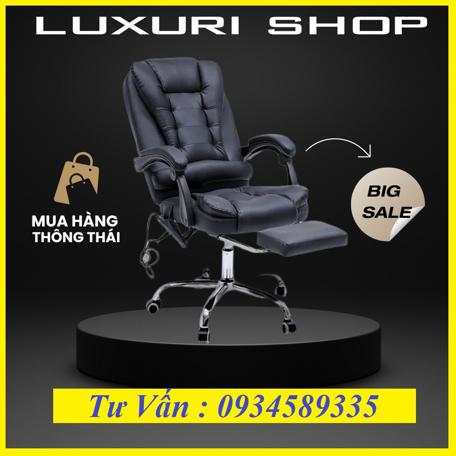 Ghế văn phòng ,ghế giám đốc có massage lưng, ghế làm việc có để chân da PU cao cấp