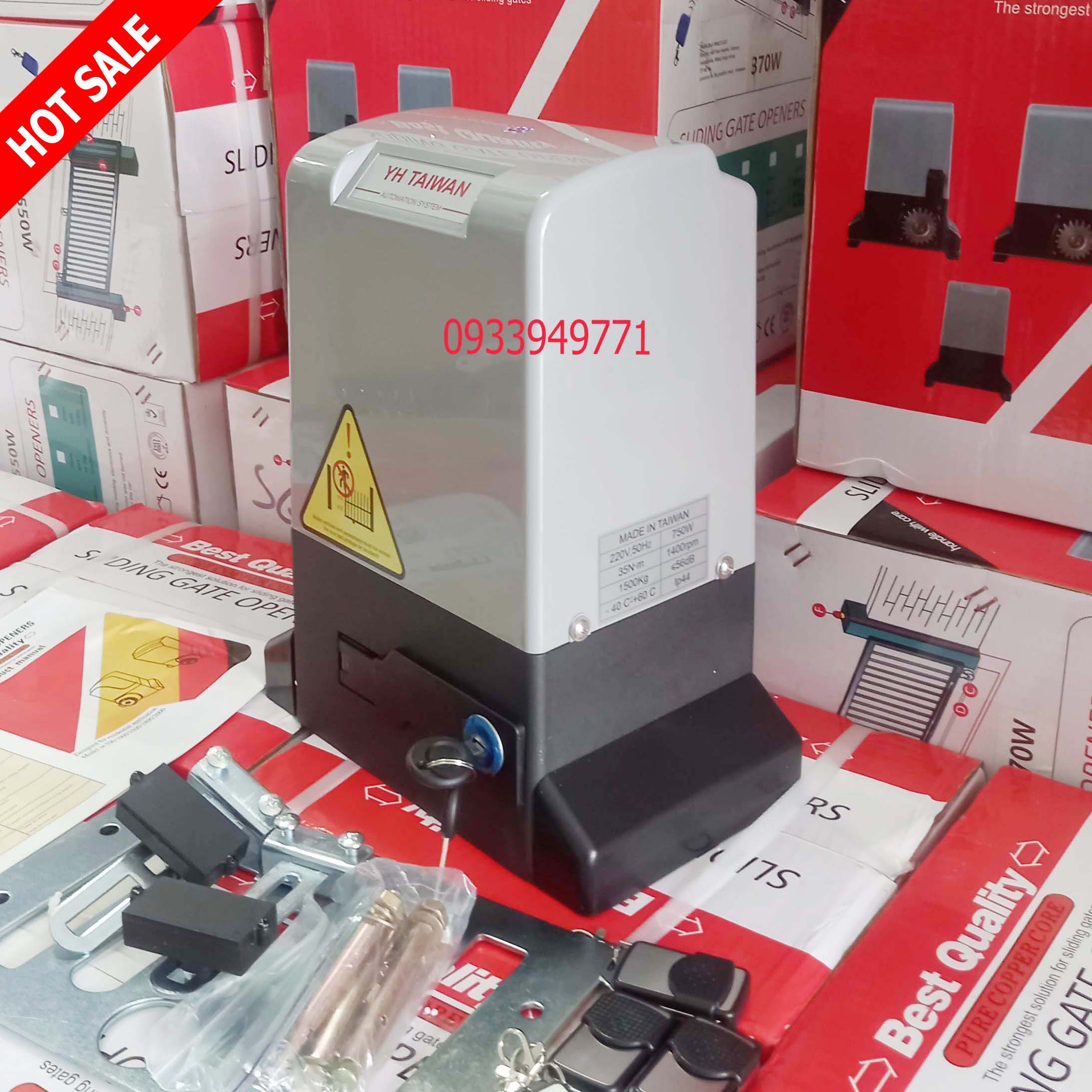 Motor cổng trượt lùa điều khiển YH loại tải 1000kg Đài Loan chính hãng