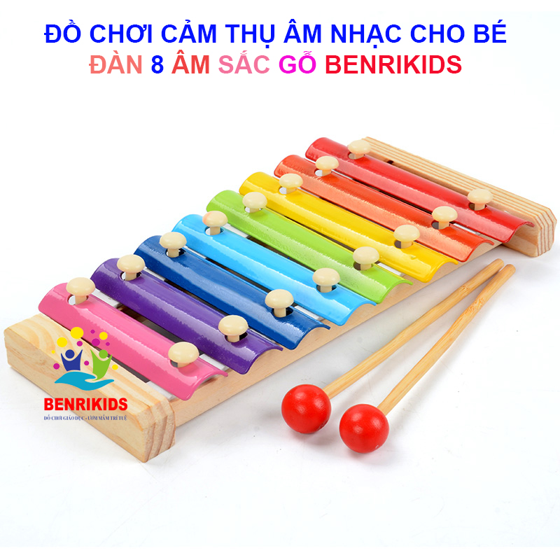 Đàn Xylophone 8 Thanh Khung Gỗ Đa Sắc Màu Bằng Gỗ Benrikids Cho Bé Làm Quen Với Âm Nhạc, Đồ Chơi Nhạc Cụ