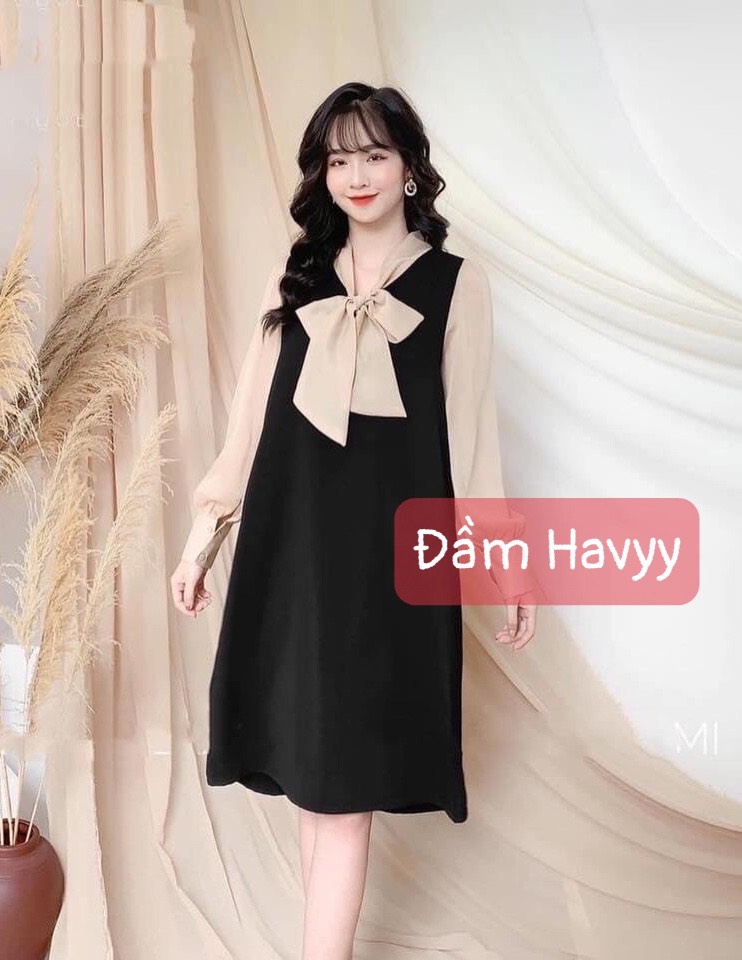 Váy bầu công sở V14 thiết kế đẹp dáng suông dài tay đầm bầu đẹp