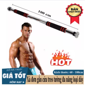 Xà đơn gắn cửa treo tường đa năng 80-130cm loại dày - HÀNG HOT 2021-Xà đơn treo tường gắn cửa độ dài tùy chỉnh 60-100cm - thanh hít xà đơn từ 60 - 130cm, siêu chắc chắn