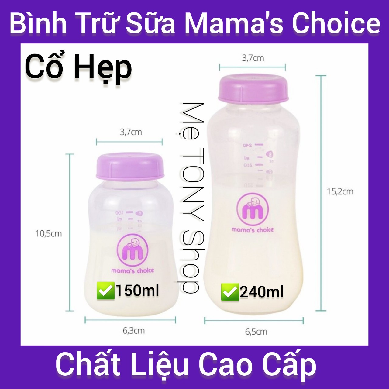 Bình trữ sữa cổ hẹp tương thích máy hút sữa medela, unimom, spectra...