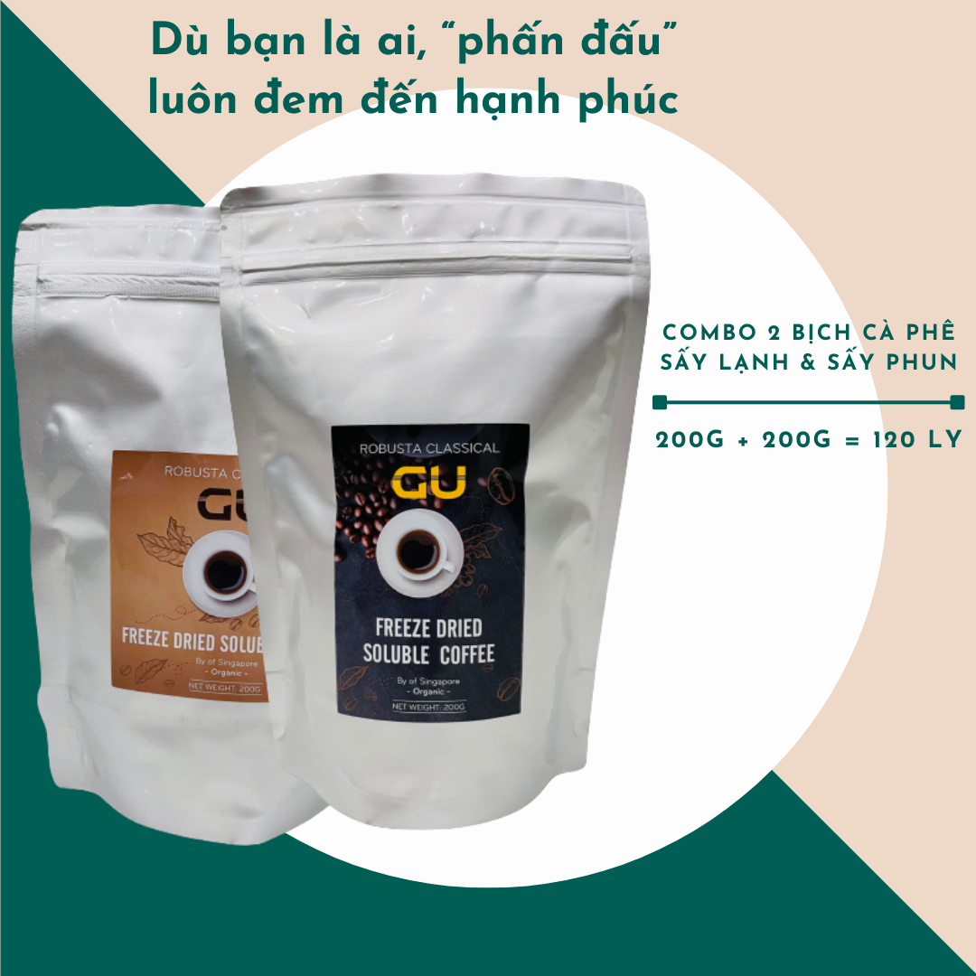 Combo Cà phê Sấy lạnh và Sấy phun, Cafe nguyên chất 100% từ nhân Cafe hạt