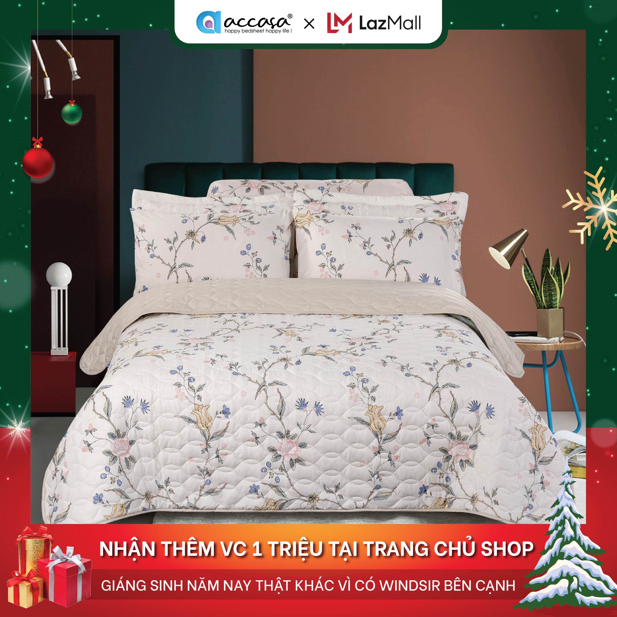 Chăn 4 mùa ga giường 3 đến 4 món Cotton Nhật Bản cao cấp 100% nghiêm trang Accasa Zen Sedate thoáng khí chính hãng độc quyền