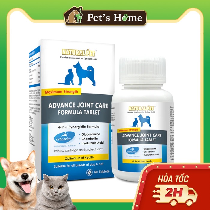 Glucosamine Natural Pet hỗ trợ xương khớp cho chó mèo (60v)