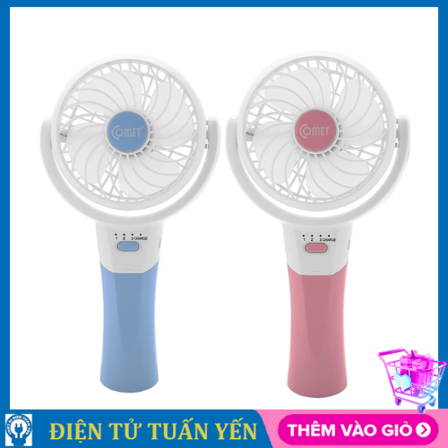 Quạt sạc cầm tay Comet CRF0904 công suất 3W, tay cầm có thể gấp gọn - Hàng chính hãng