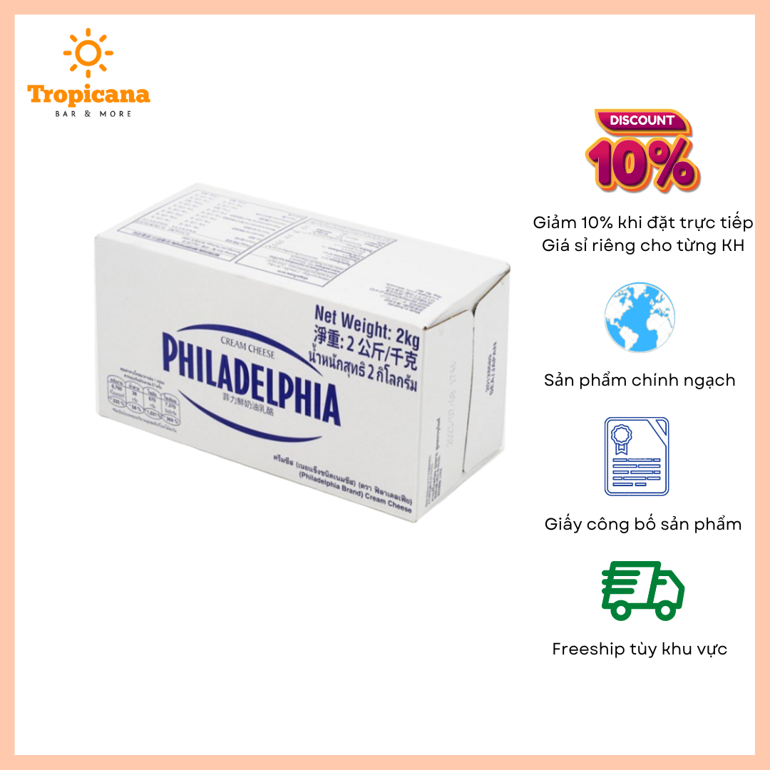Cream Cheese phô mai Philadelphia - Khối 2kg