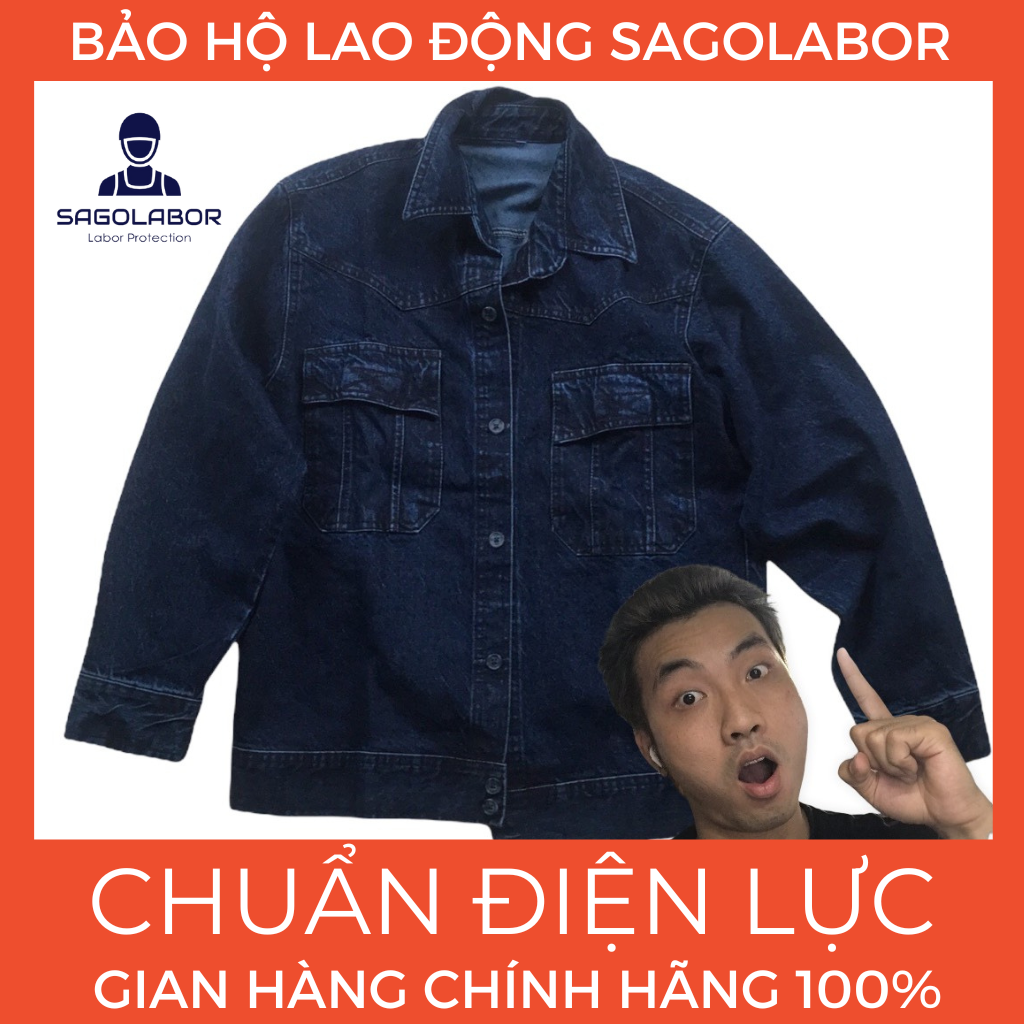 Áo Jean điện lực thợ hàn bảo hộ lao động xanh đen